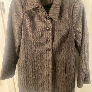 Tribal Textured Single-Breasted Trench Coat in Gray Brown